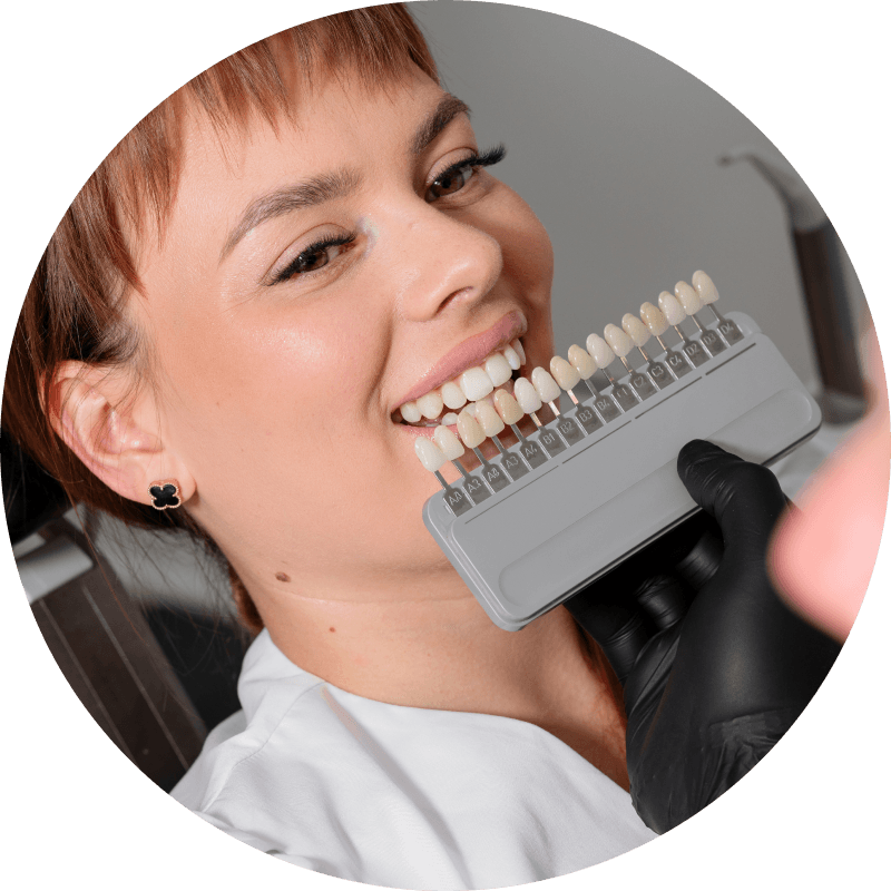 woman trying out veneers