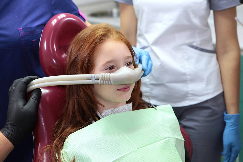 young girl getting nitrous oxide