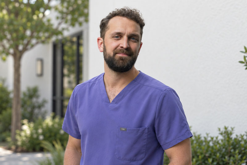 doctor outside with scrubs